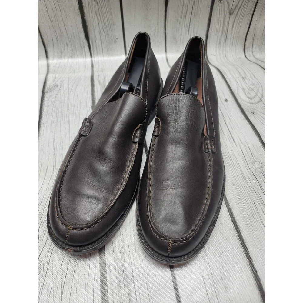 J. Crew Moc Toe Loafers Men's 11 Shoes Split Toe Slip On Dark Brown Leather
